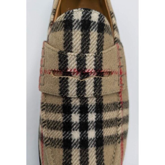 Burberry Men’s Hackney Check Wool Loafers Archive Beige EU42 8071912 - Picture 4 of 11